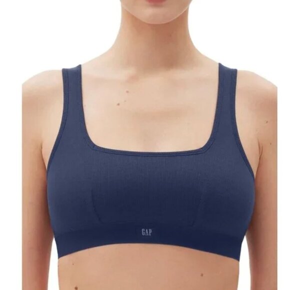 NWT Gap Body Logo Comfort Square-Neck Knit Bralette GPW01052 Elysian Blue L - Picture 1 of 1